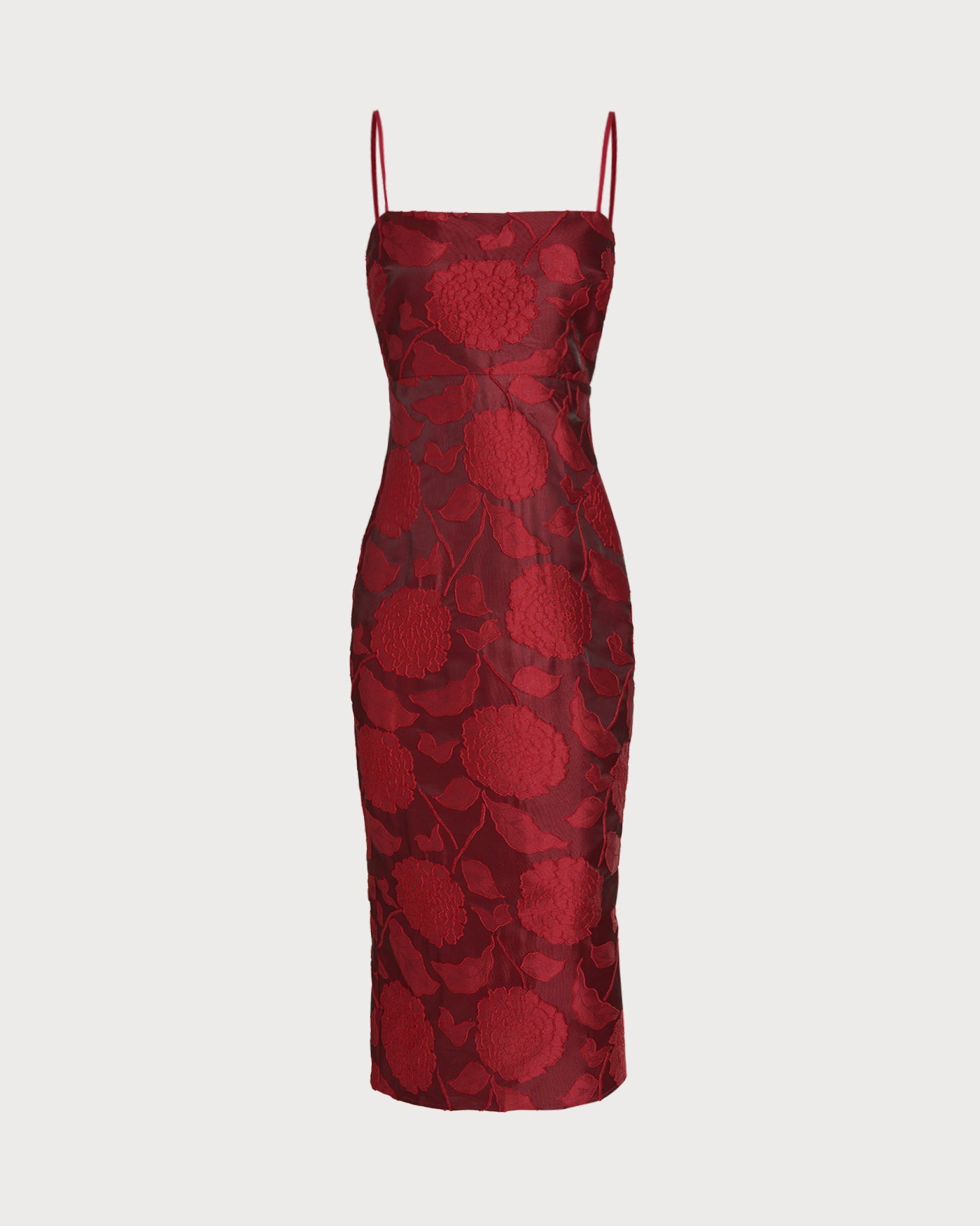 Red Jacquard Maxi Dress