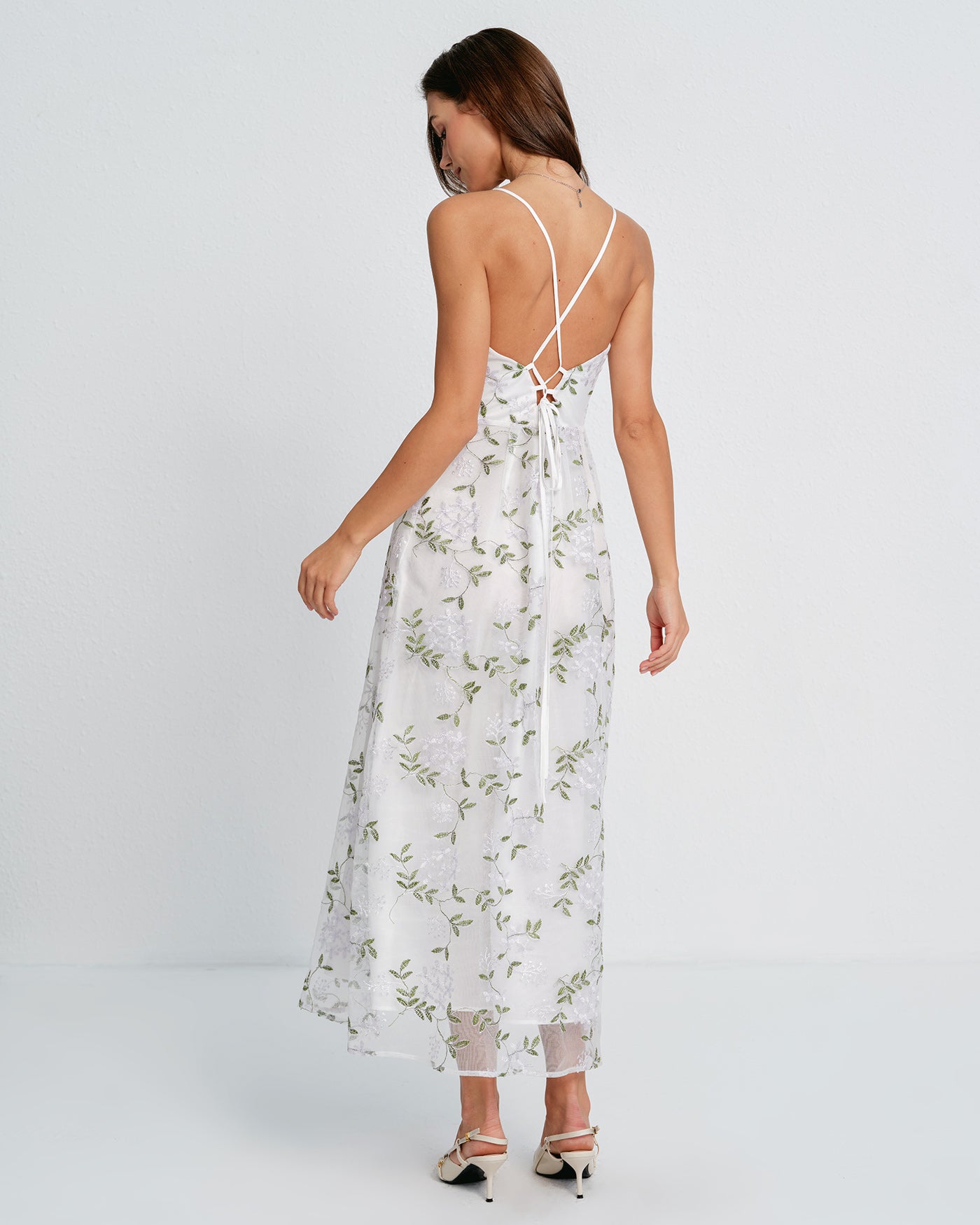Maxivestido lencero floral blanco