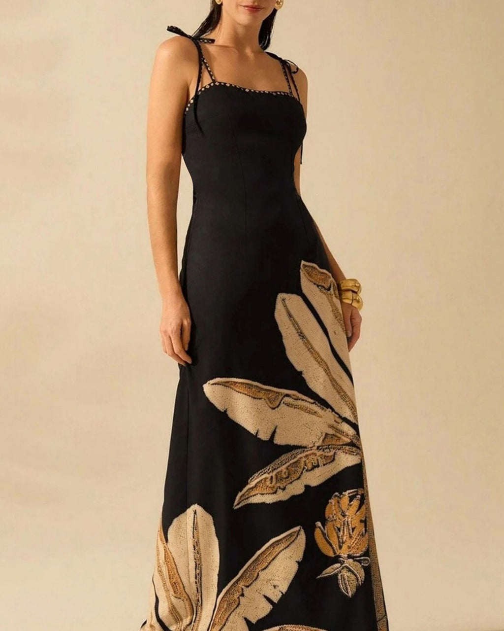 Black Floral Slip Maxi Dress