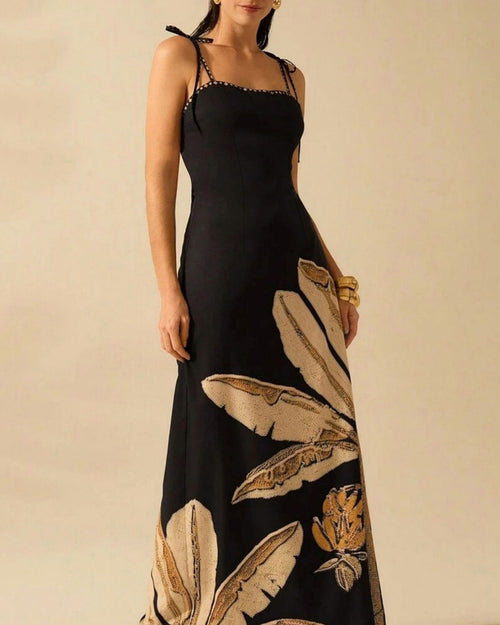 Black Floral Slip Maxi Dress