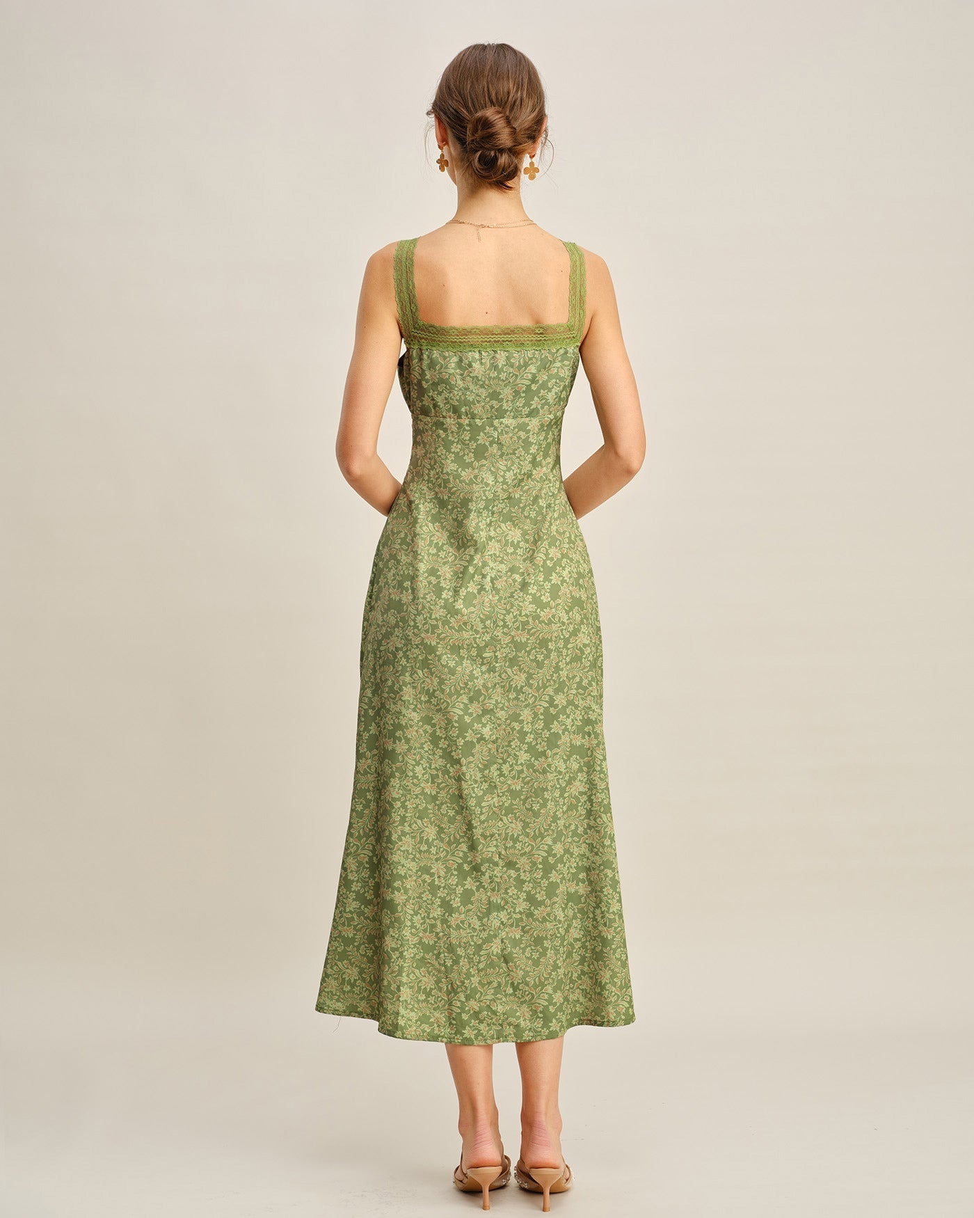 Green Floral Lace Maxi Dress