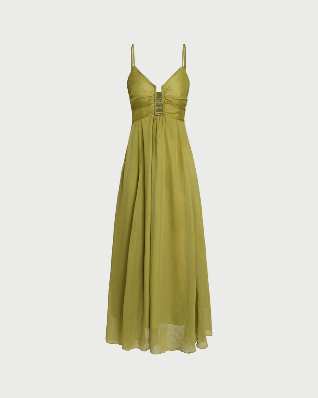 Vestido largo drapeado verde