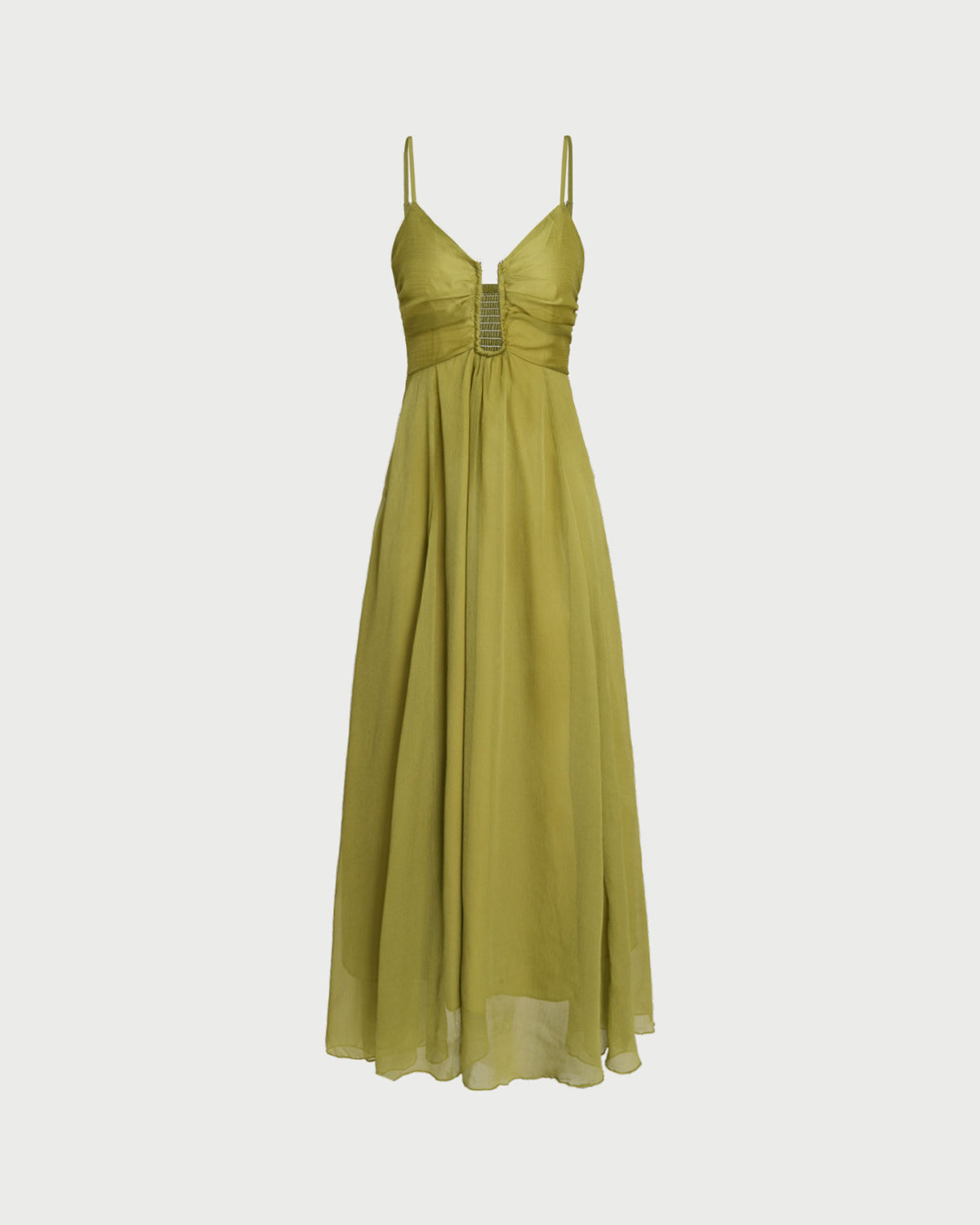 Vestido largo drapeado verde