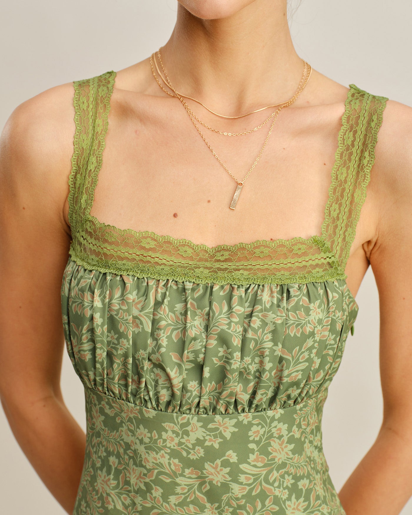 Green Floral Lace Maxi Dress