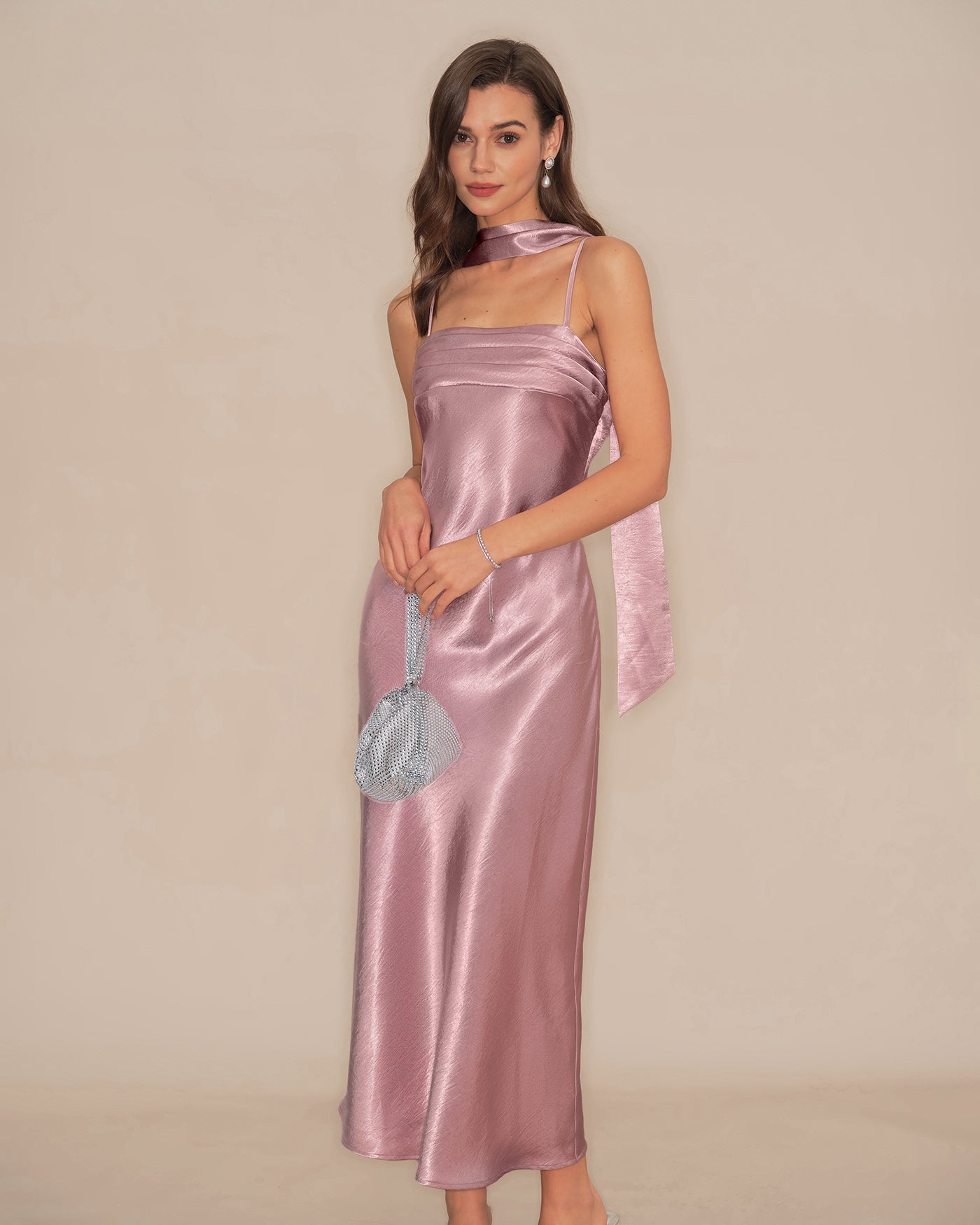 Pink Slip Mermaid Satin Maxi Dress