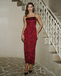 Red Jacquard Maxi Dress