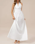 Vestido largo túnica blanco con cuello halter