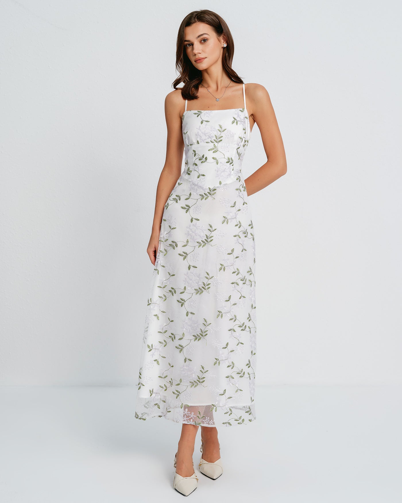 Maxivestido lencero floral blanco