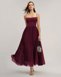 Vestido largo de fiesta escote corazón fluido rojo vino