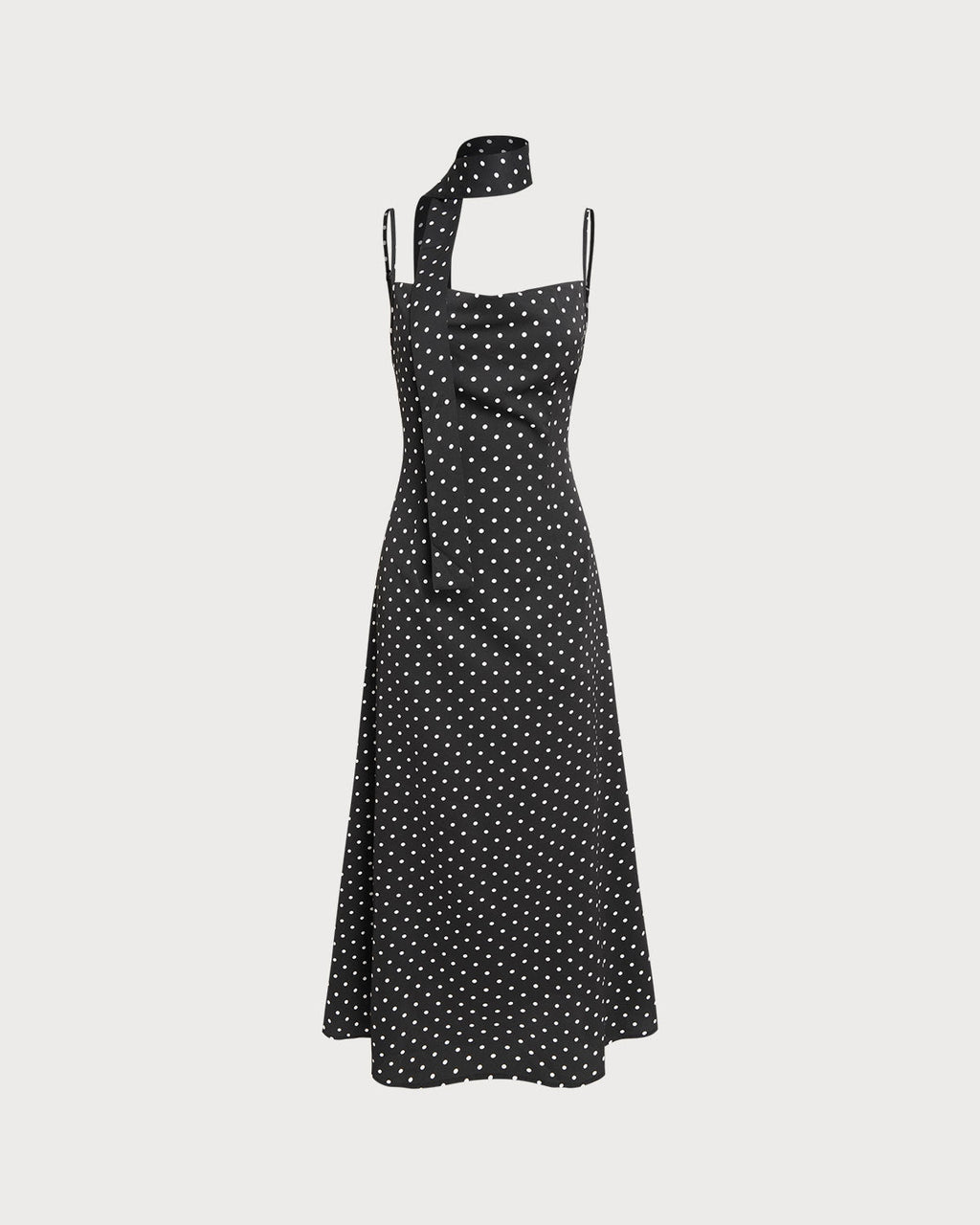 Black Polka Dot Cowl Neck Slip Maxi Dress