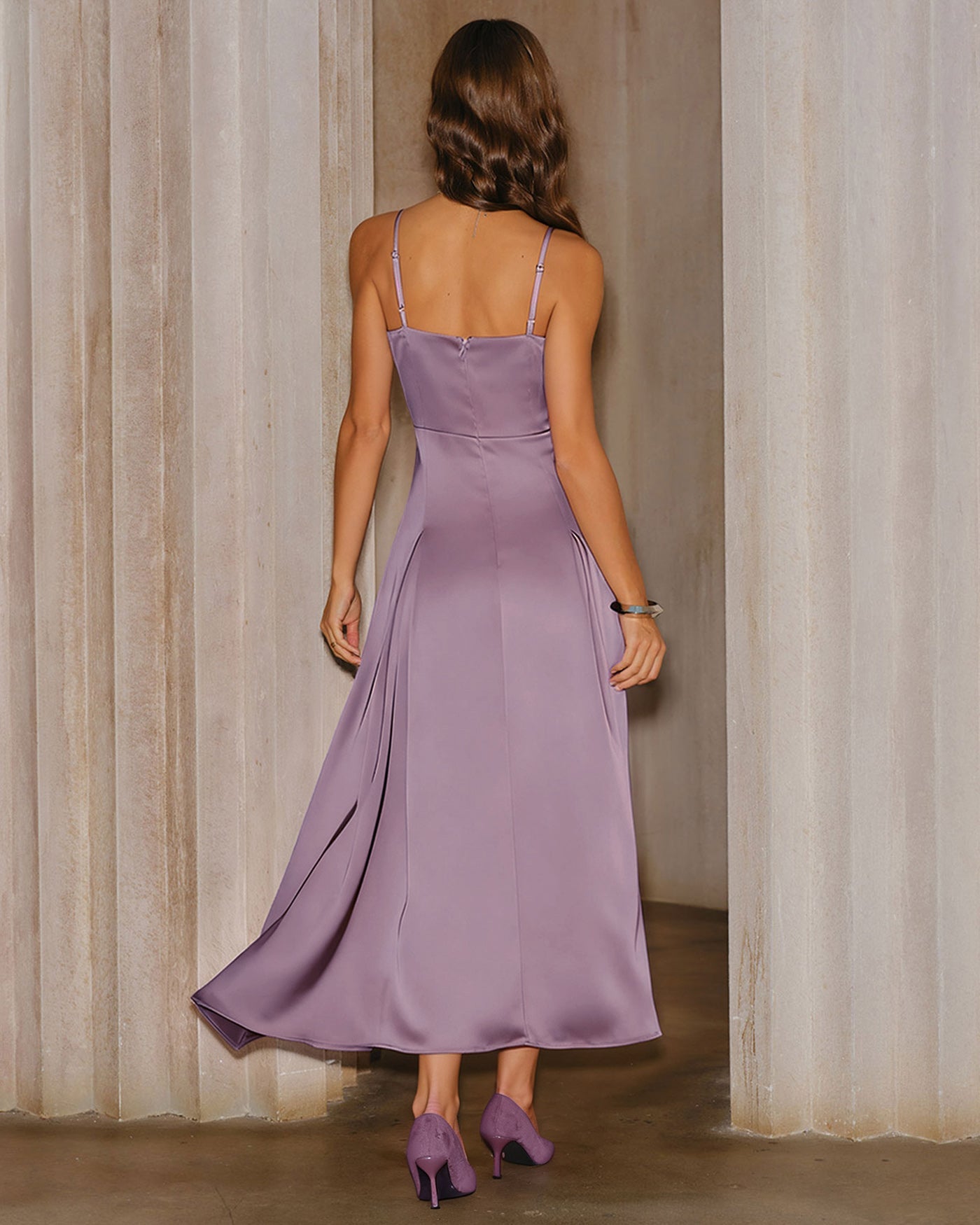 Purple Satin Slip Maxi Dress