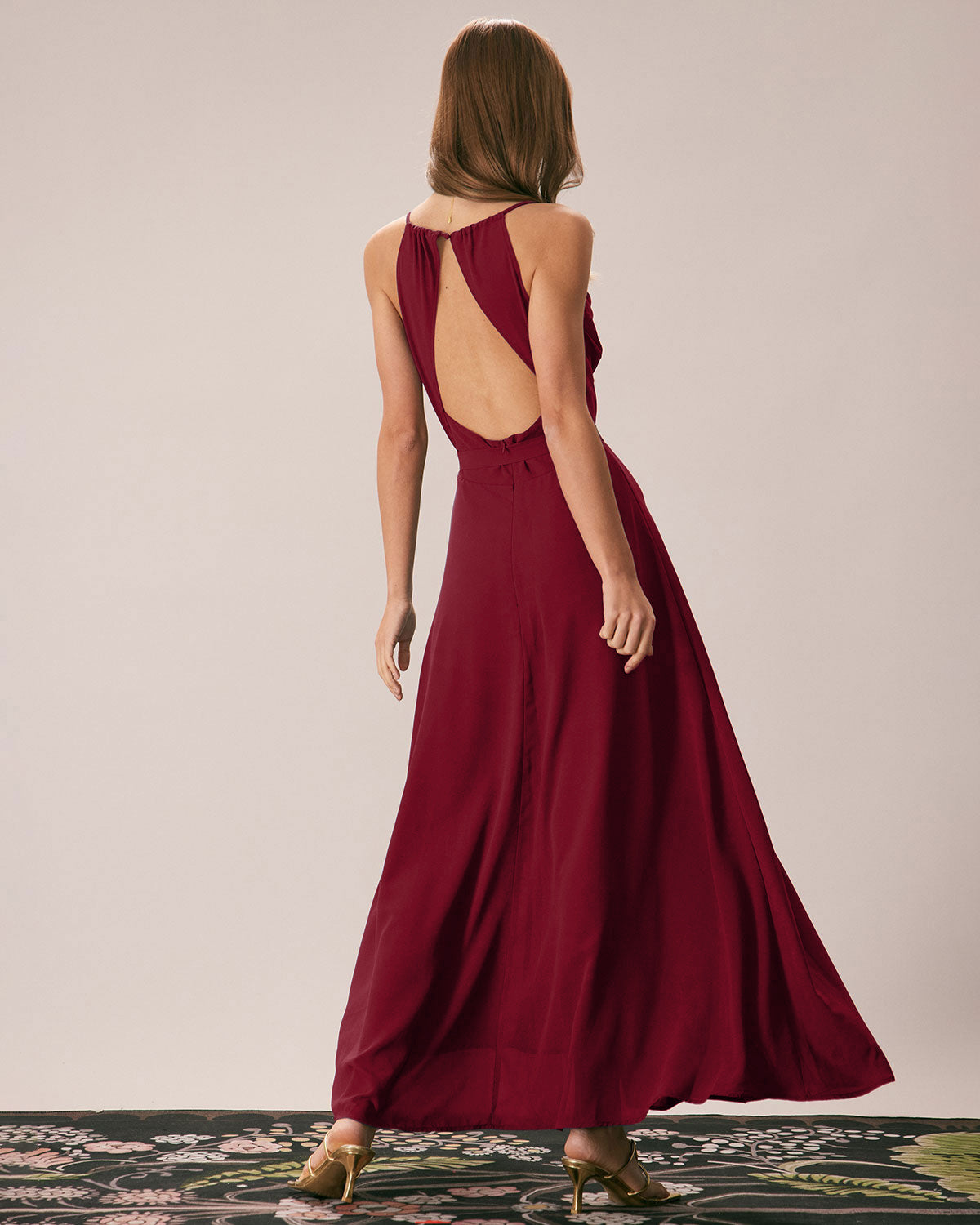 Red Cowl Neck Slip Maxi Dresses