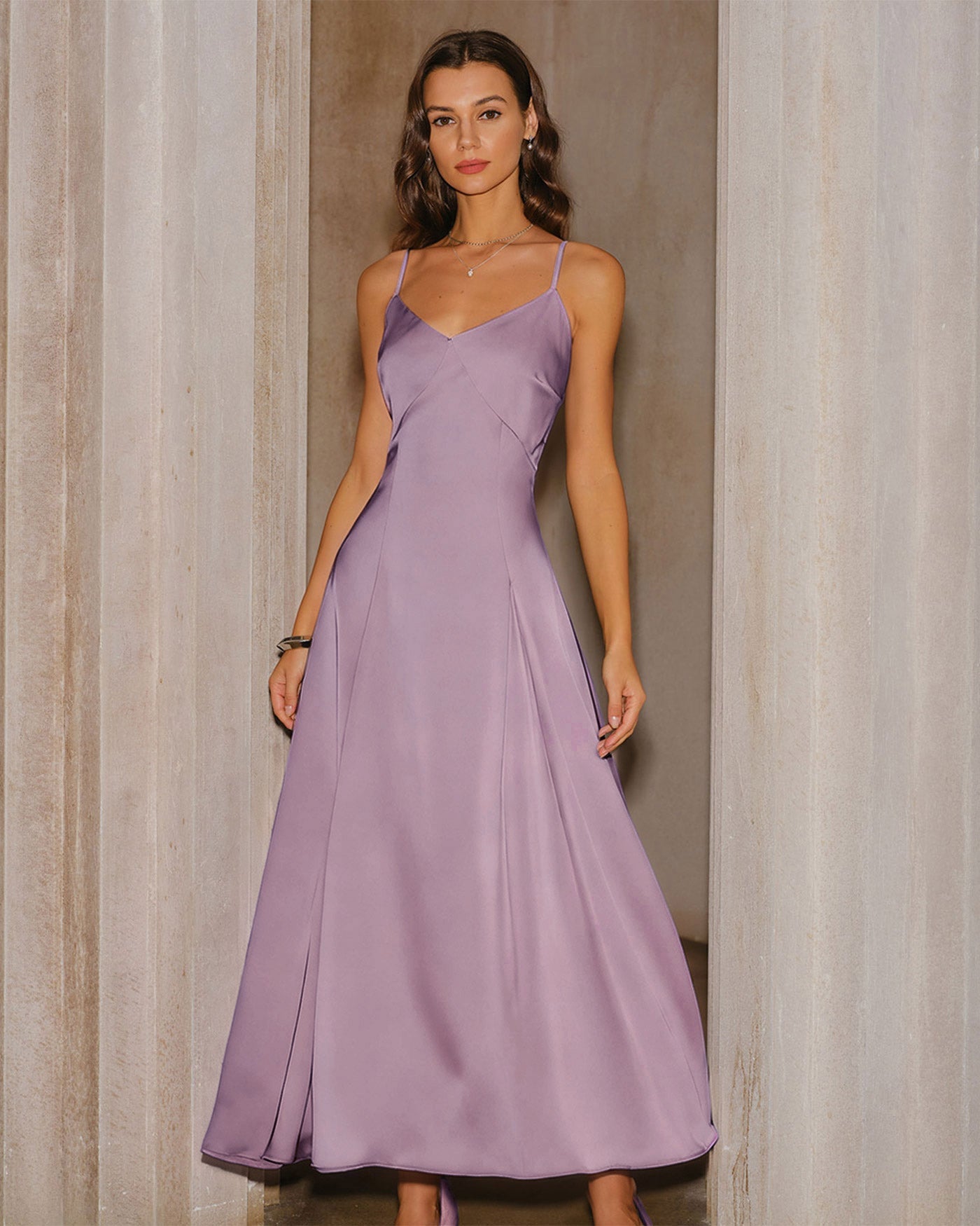 Purple Satin Slip Maxi Dress