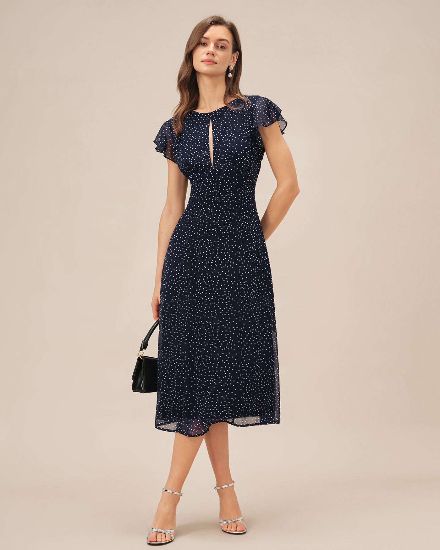 Blue Polka Dot Midi Dress