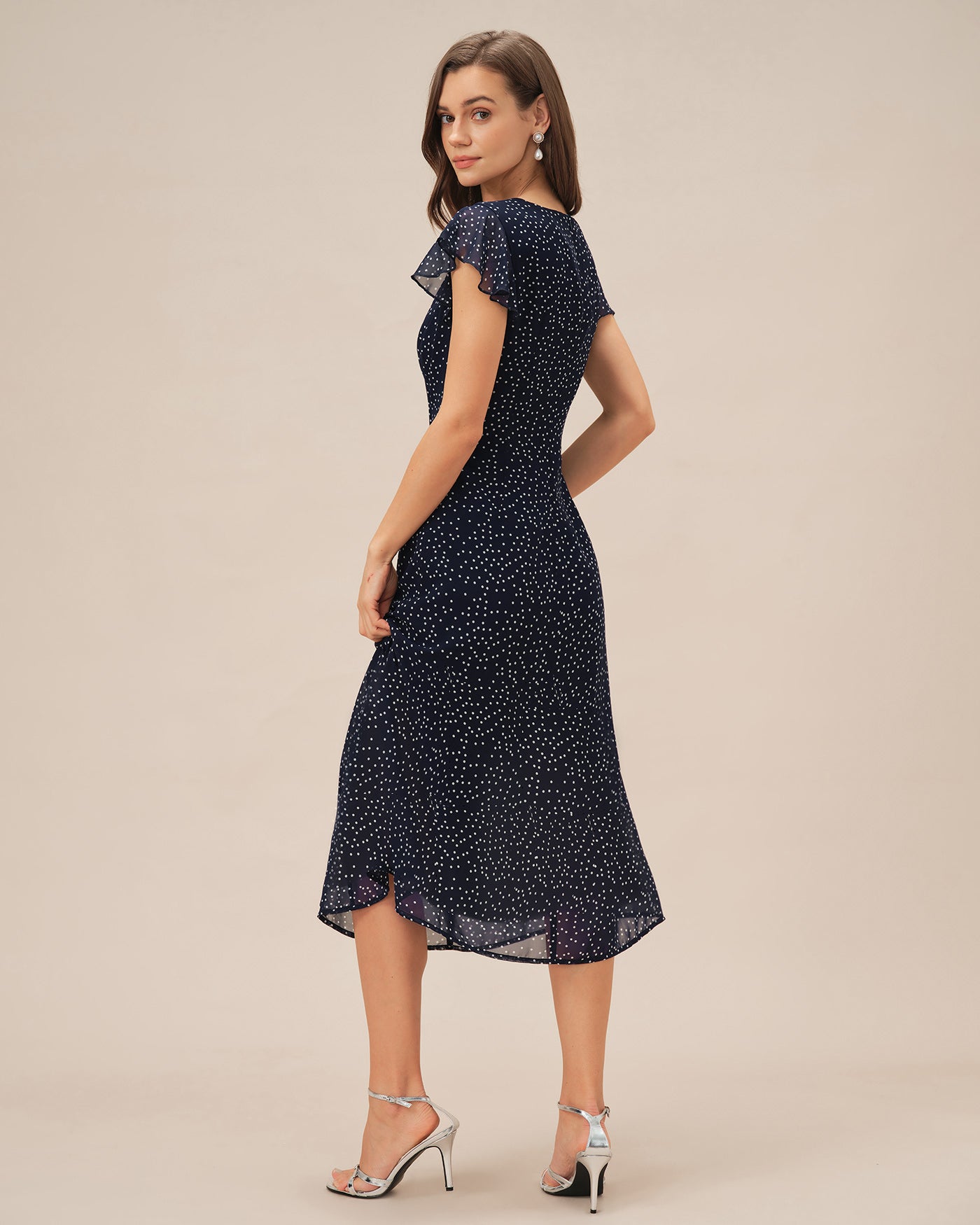 Blue Polka Dot Midi Dress