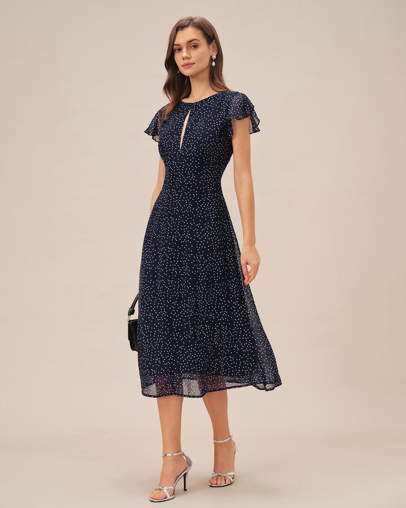 Blue Polka Dot Midi Dress