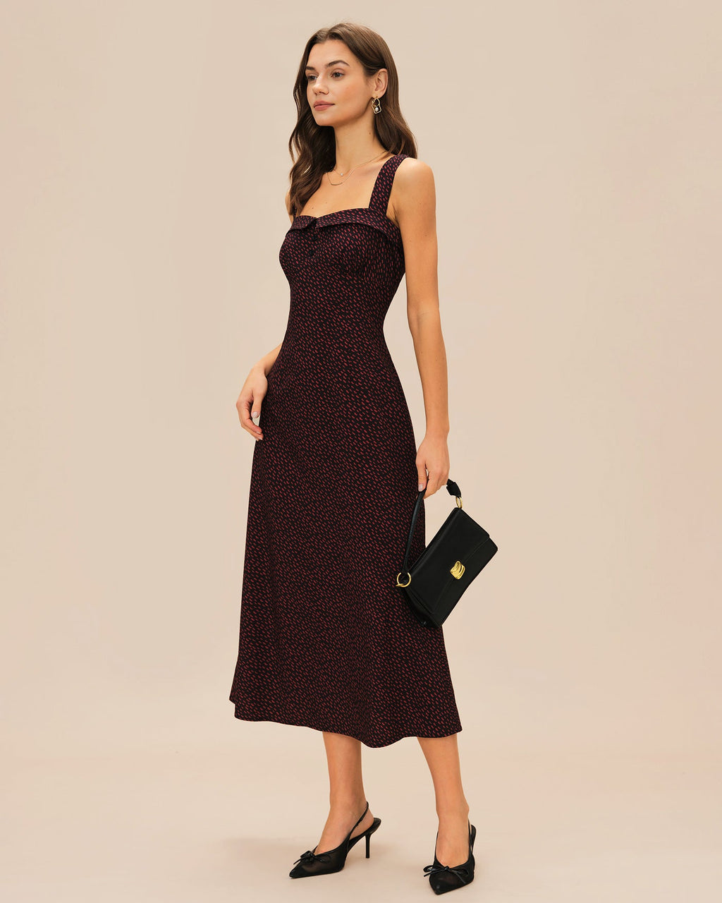 Wine Red Slip Midi Dress