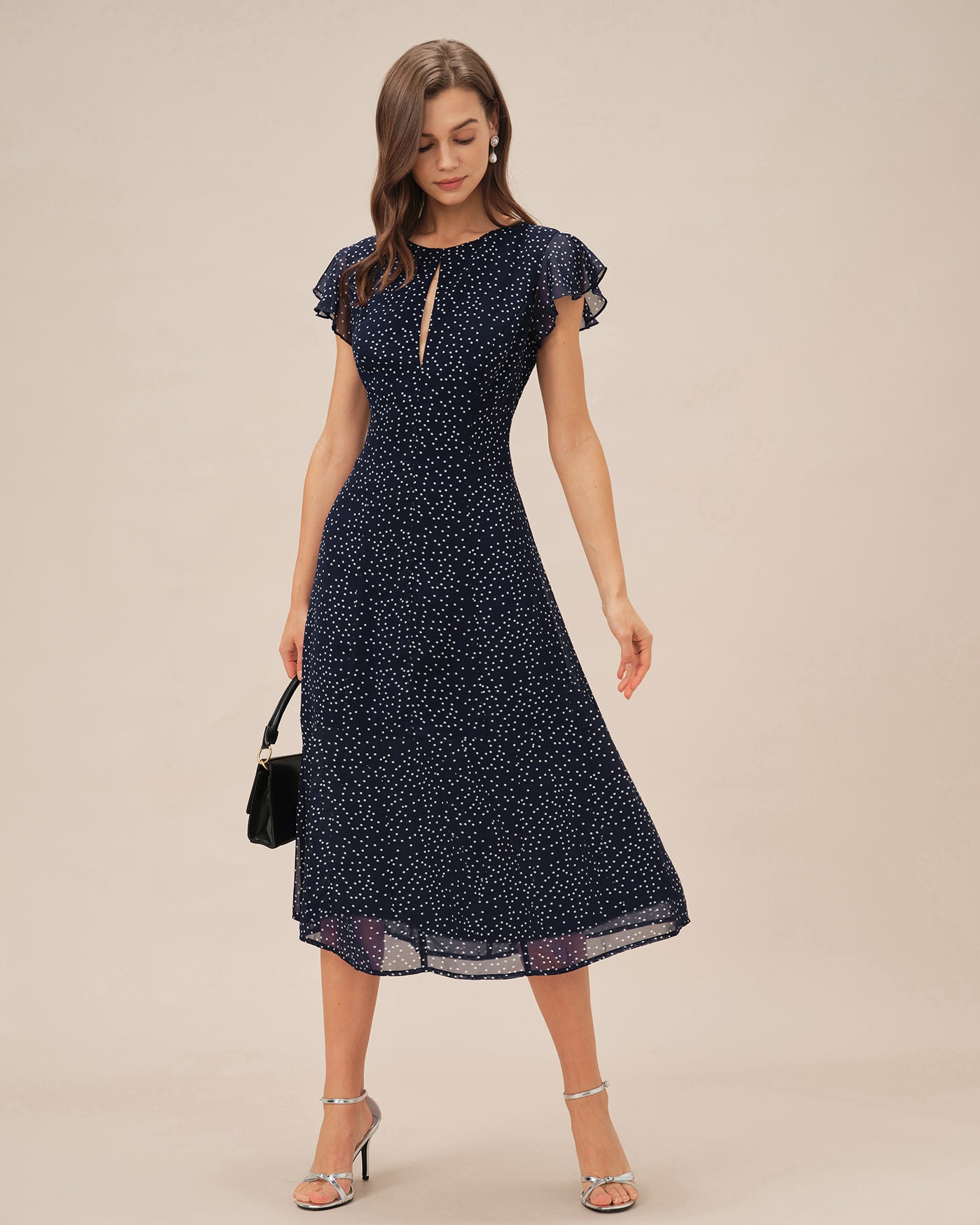 Blue Polka Dot Midi Dress