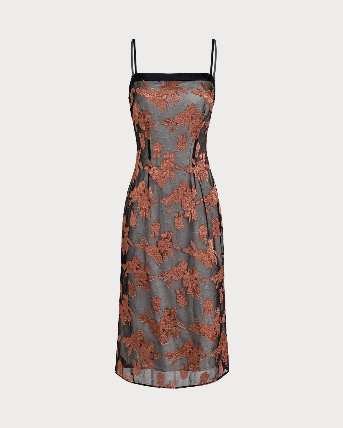 Caramel Floral Slip Midi Dress