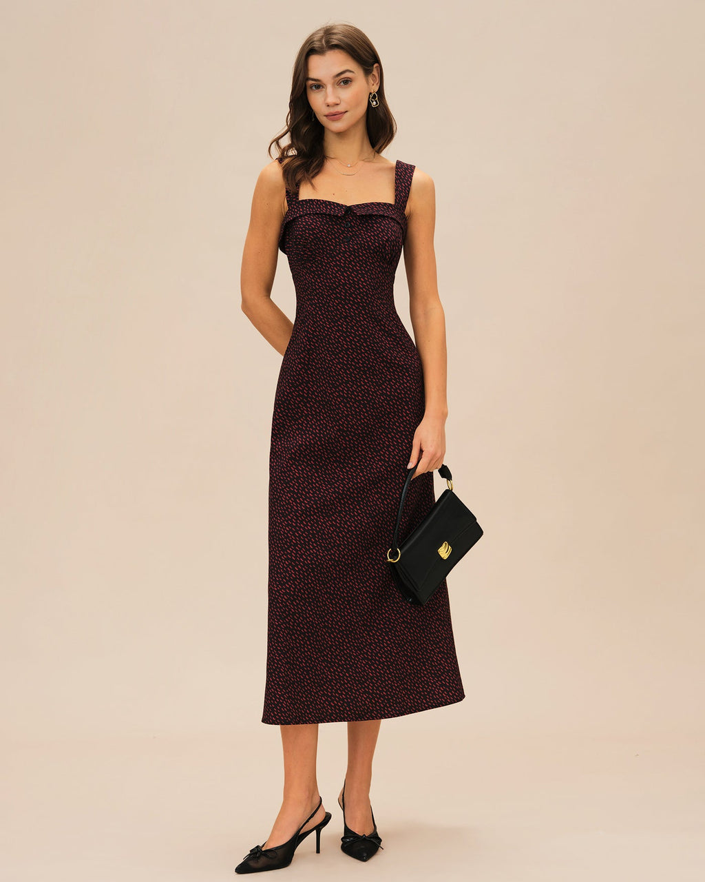 Wine Red Slip Midi Dress