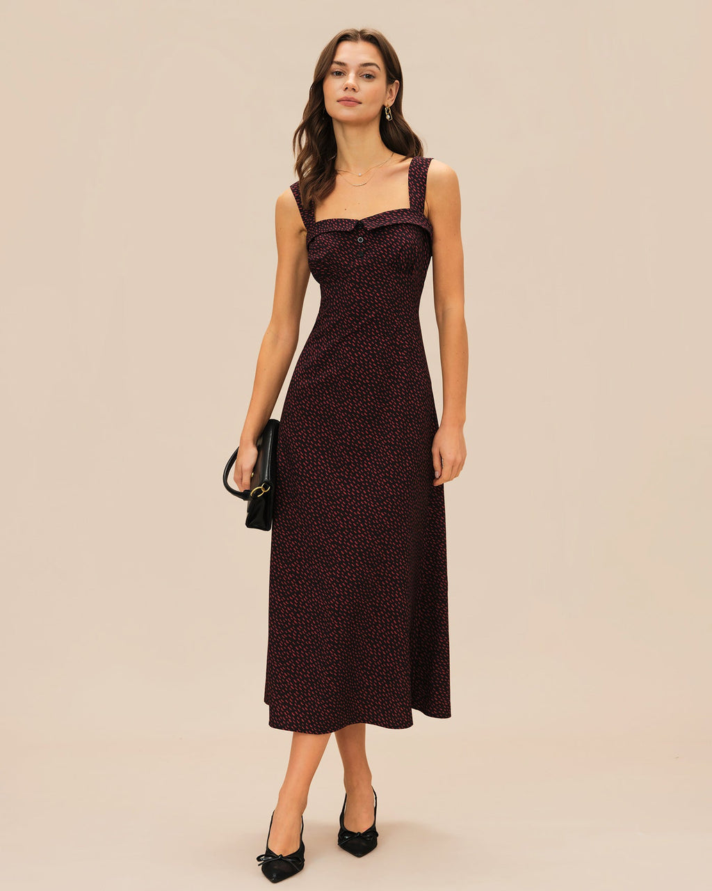 Wine Red Slip Midi Dress