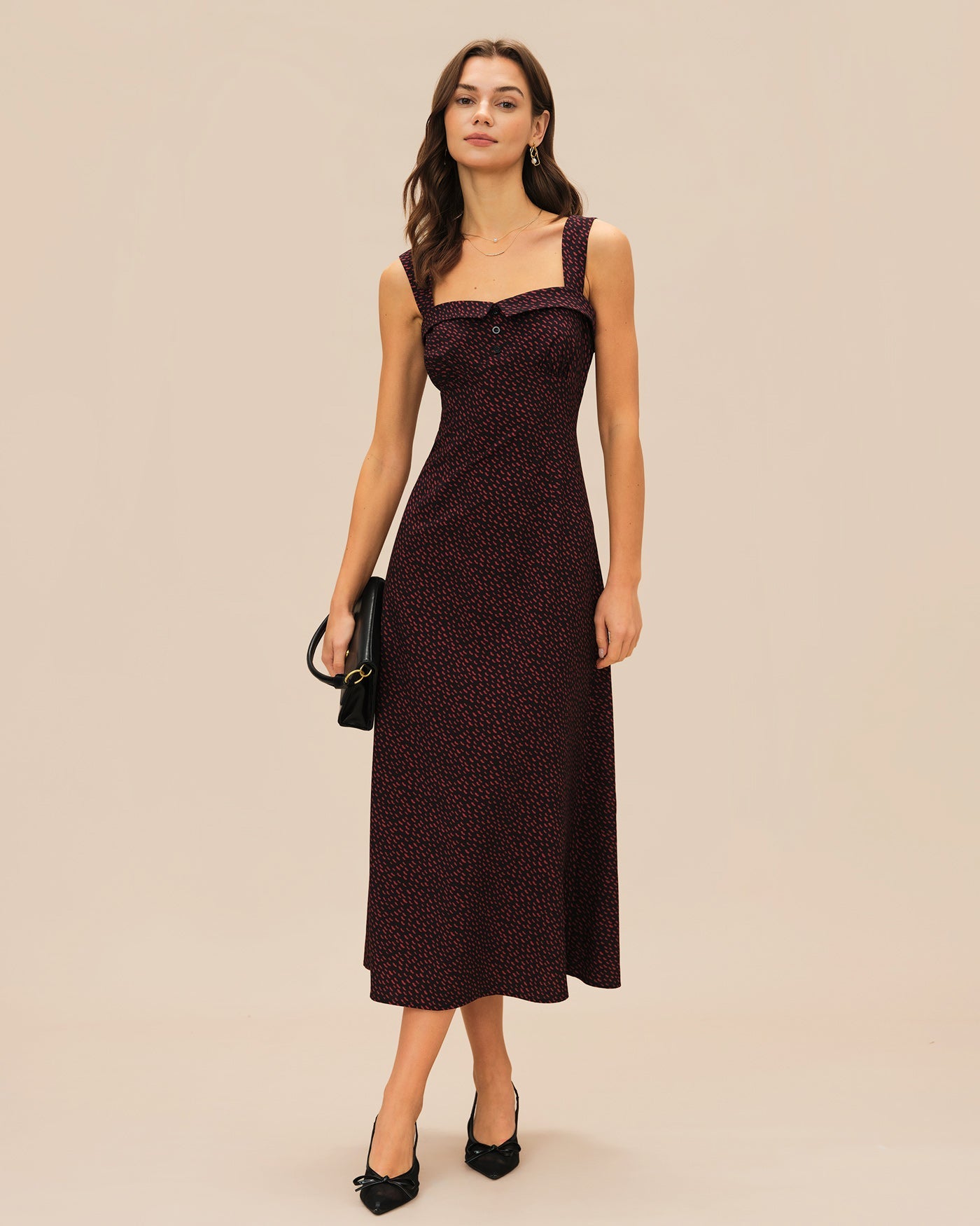 Wine Red Slip Midi Dress