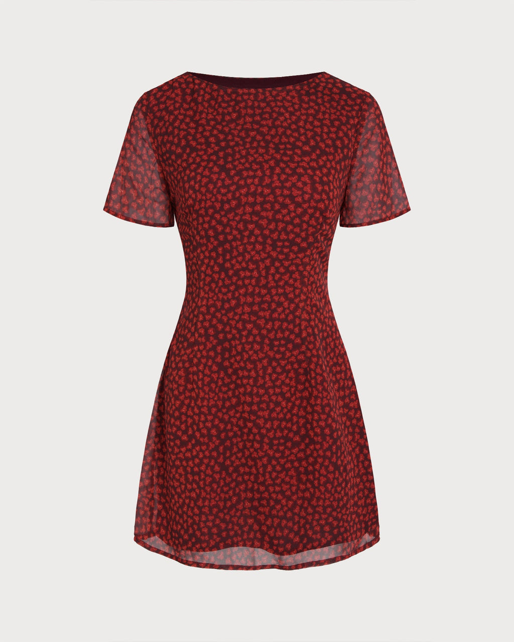 Minivestido floral rojo con escote barco