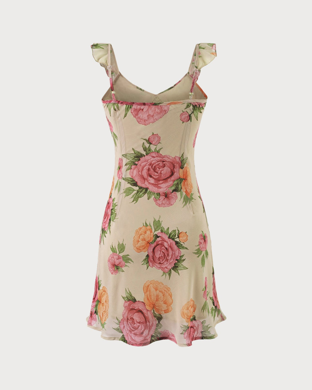 Apricot Floral Slip Mini Dress