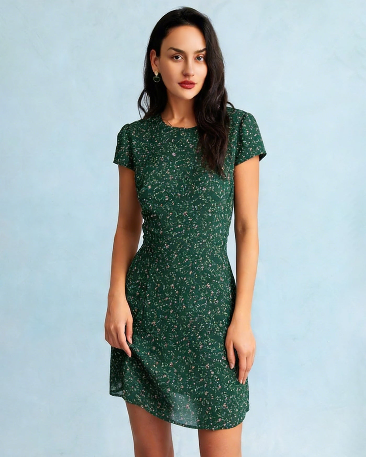 Green Floral Mini Dress