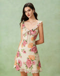 Apricot Floral Slip Mini Dress