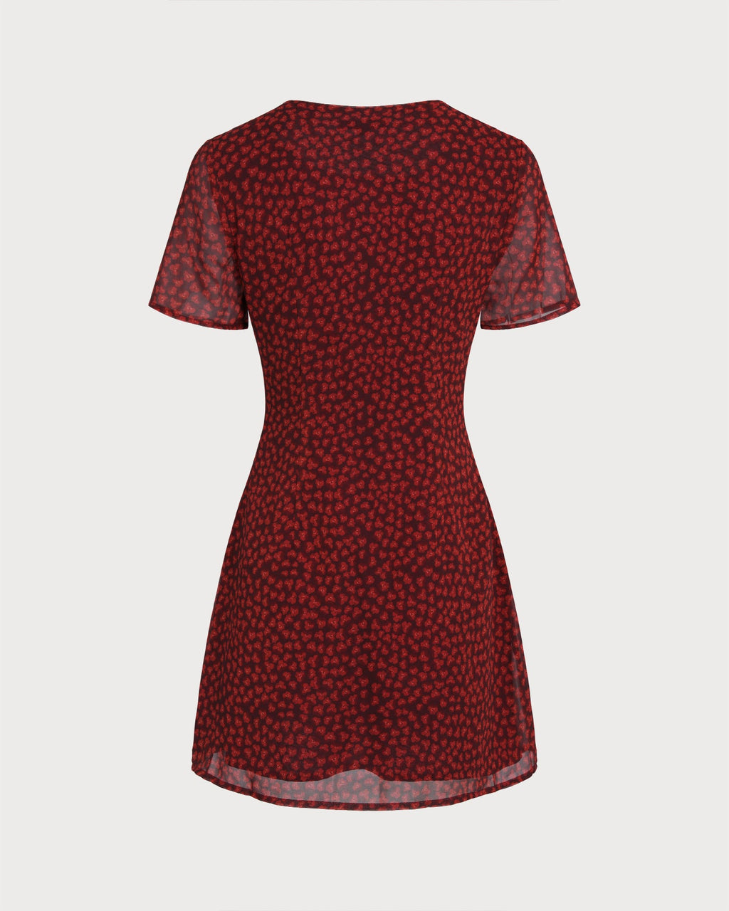 Minivestido floral rojo con escote barco