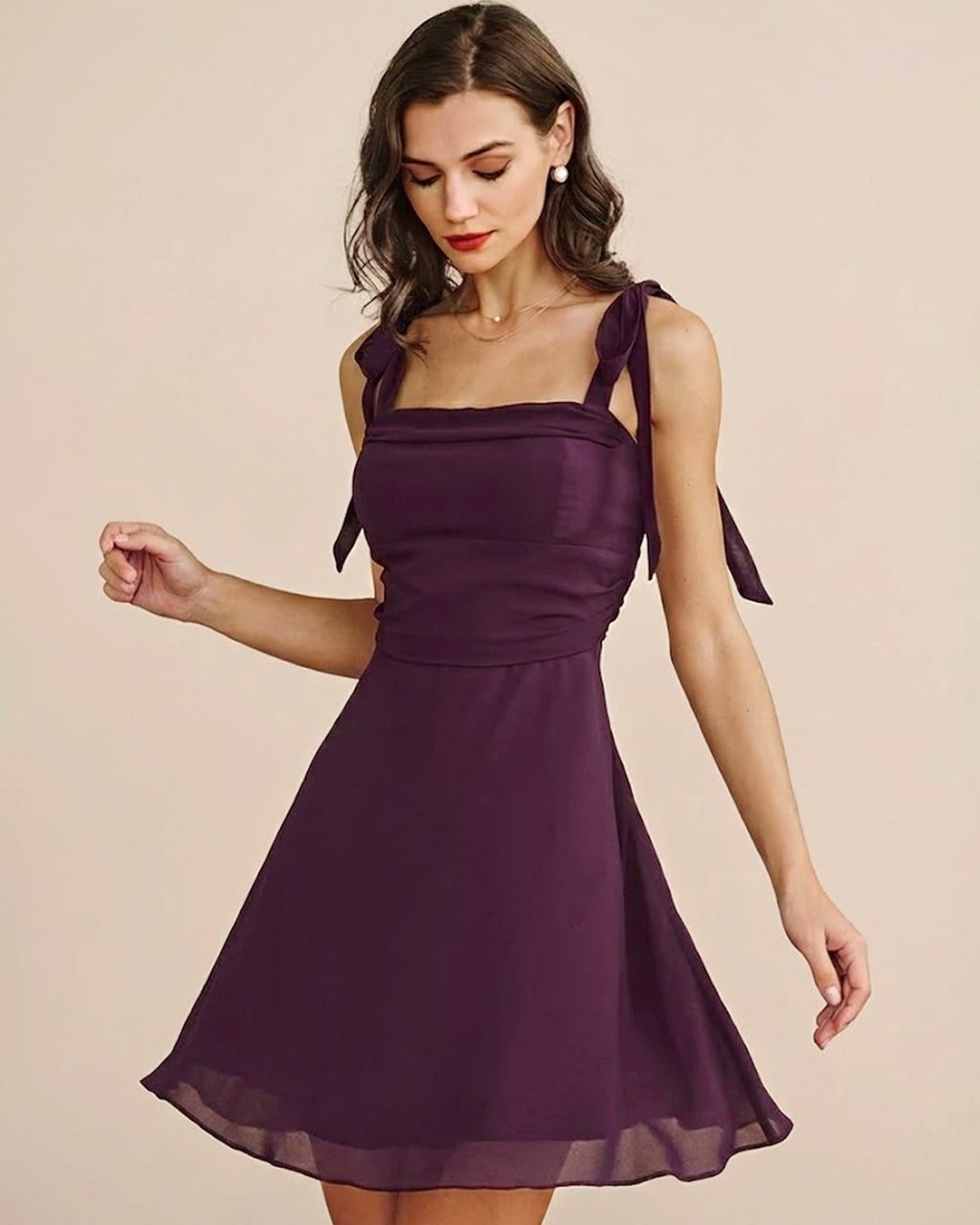 Minivestido de gasa con tirantes morados