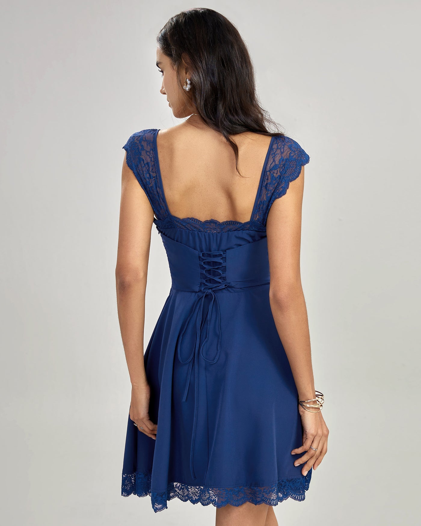 Blue Lace Slip Mini Dress