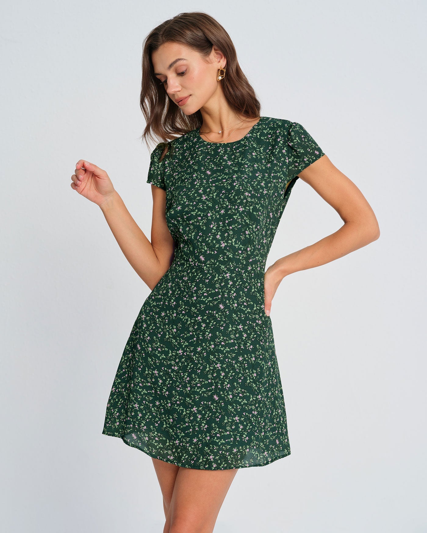 Green Floral Mini Dress