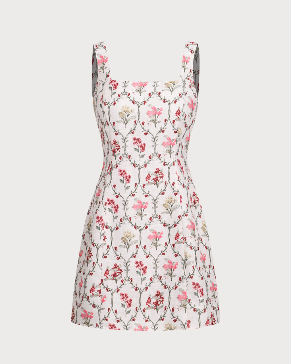 Floral Square Neck A-Line Slip Mini Dress