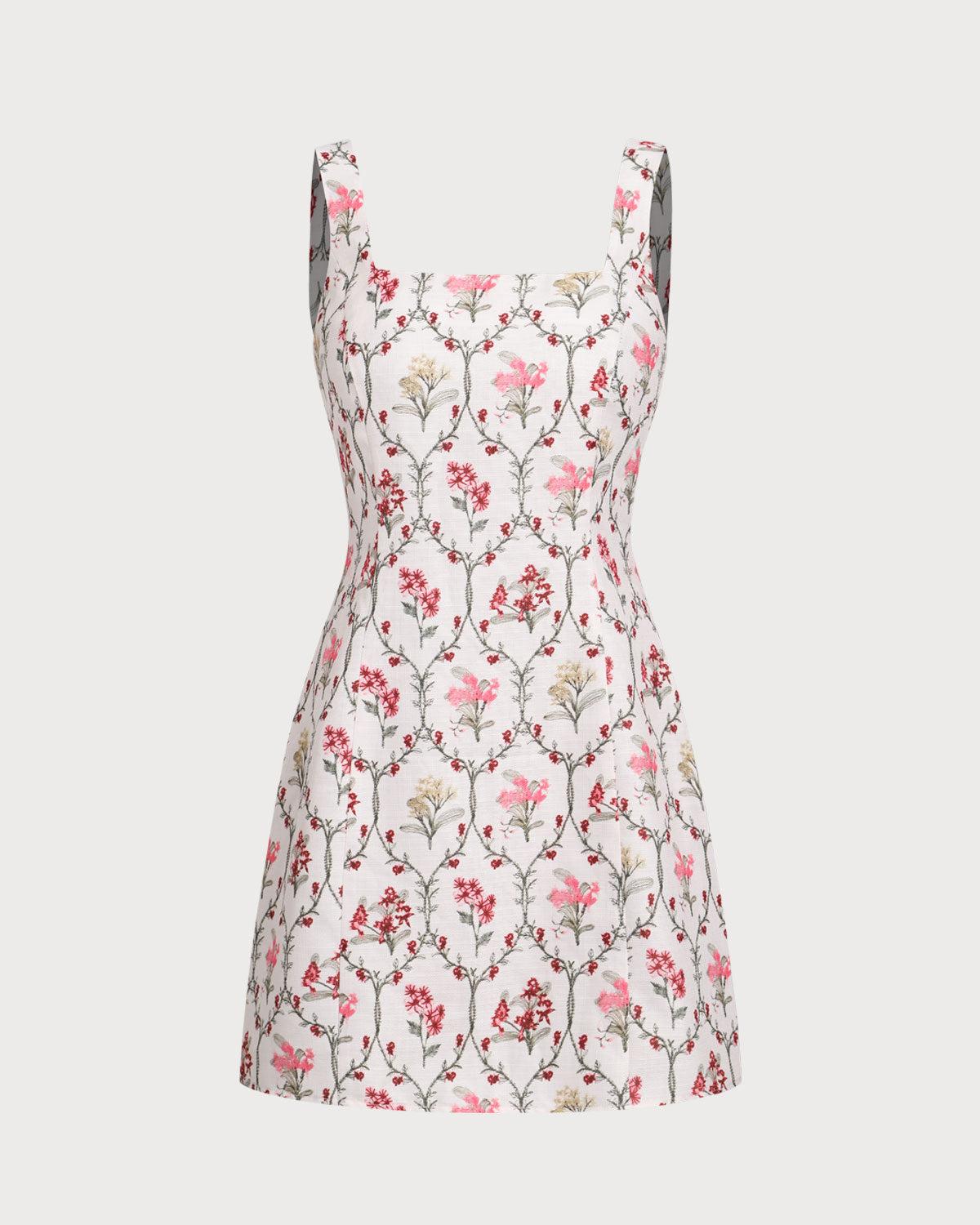 Floral Square Neck A-Line Slip Mini Dress