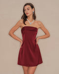 Minivestido rojo sin tirantes de corte A
