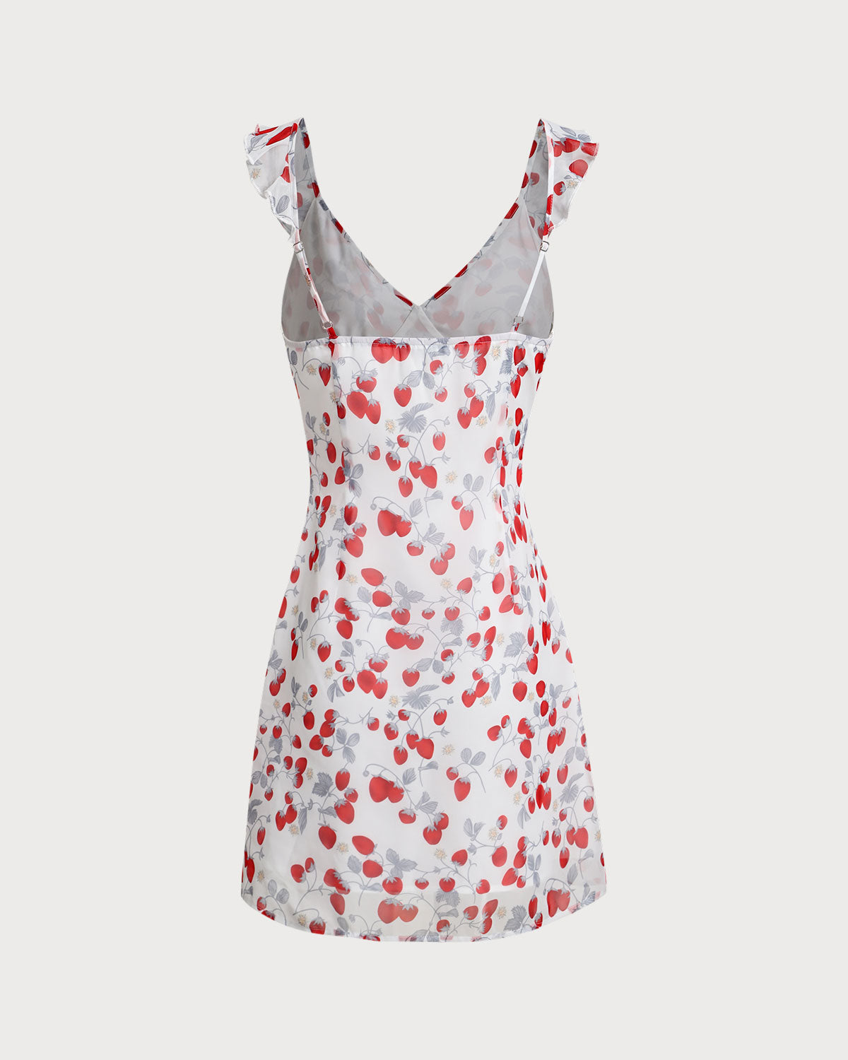 White Floral V Neck Ruffle Mini Dress