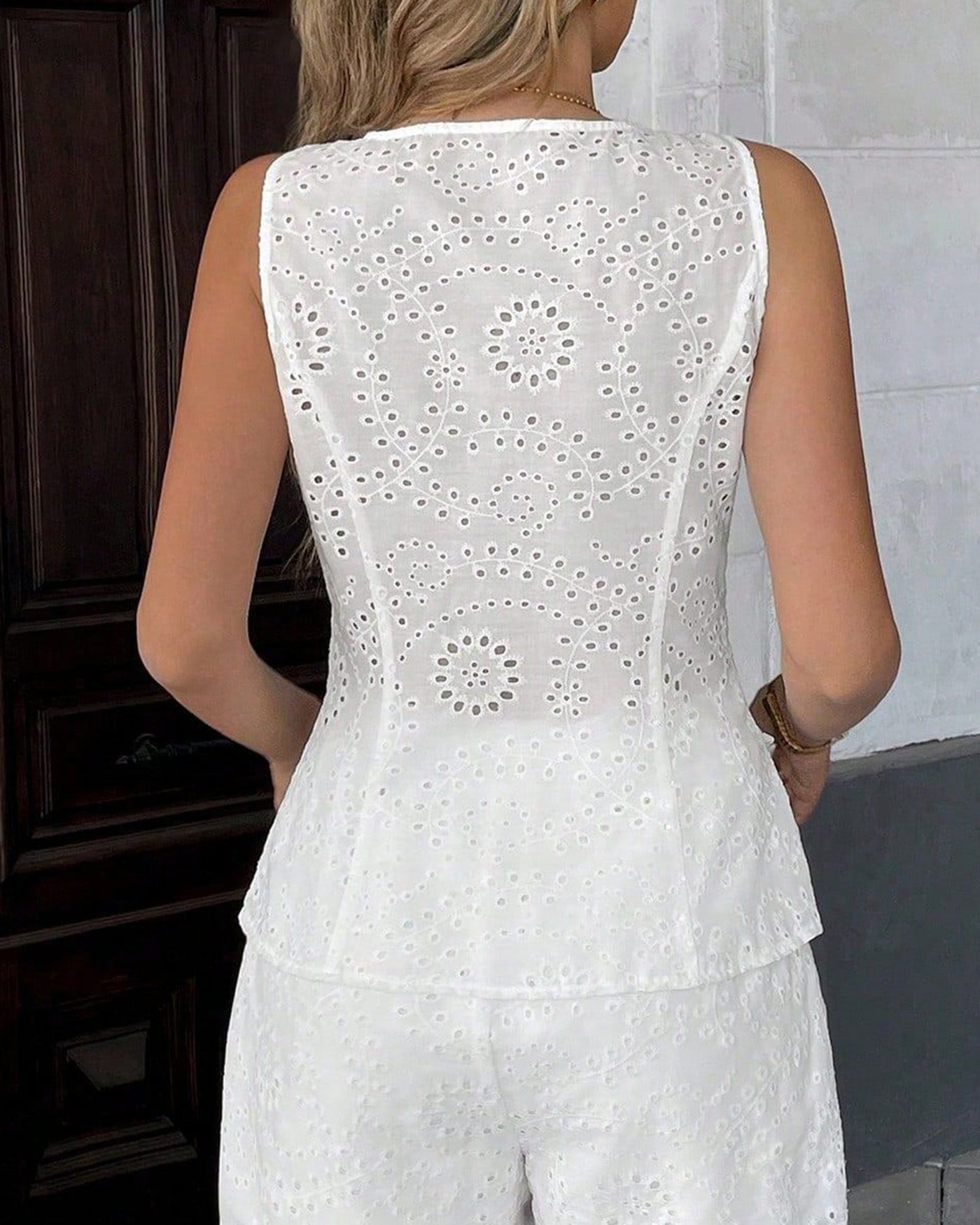 Conjunto de dos piezas floral blanco