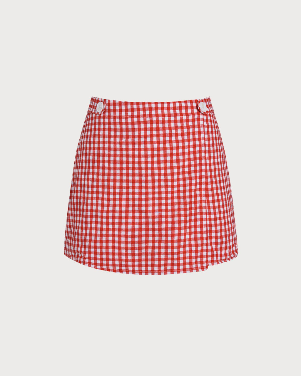 Minifalda-pantalón de cuadros rojos con botones