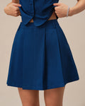 Minifalda evasé con bolsillos azules