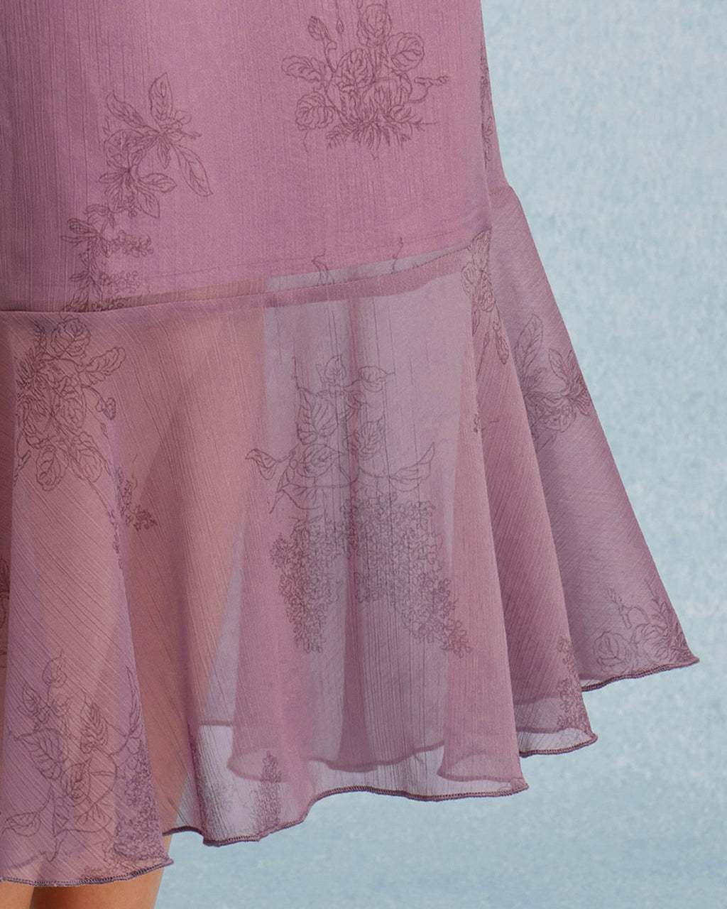 Falda midi de sirena con estampado floral morado