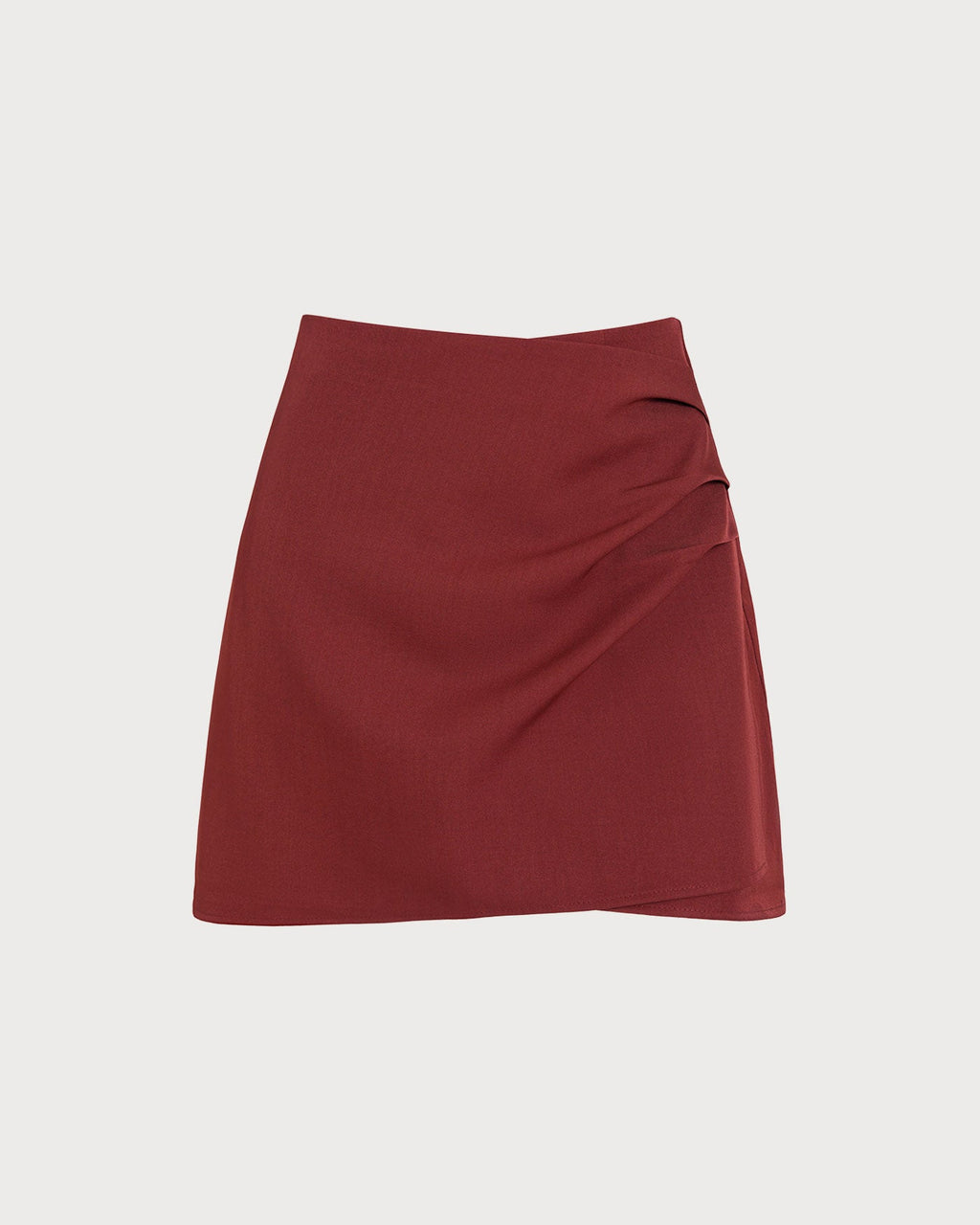 Minifalda acampanada fruncida rojo ladrillo