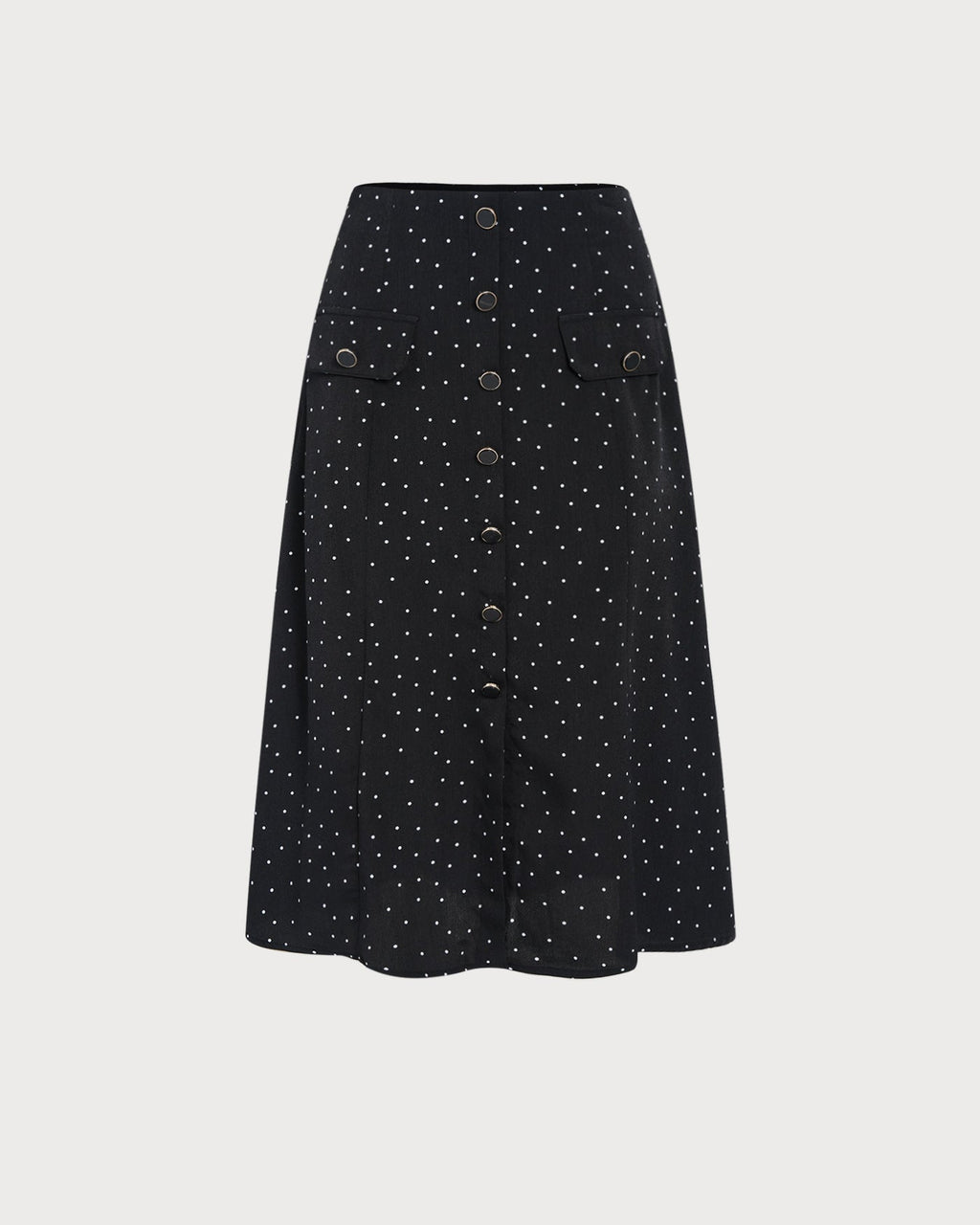 Falda midi negra de lunares