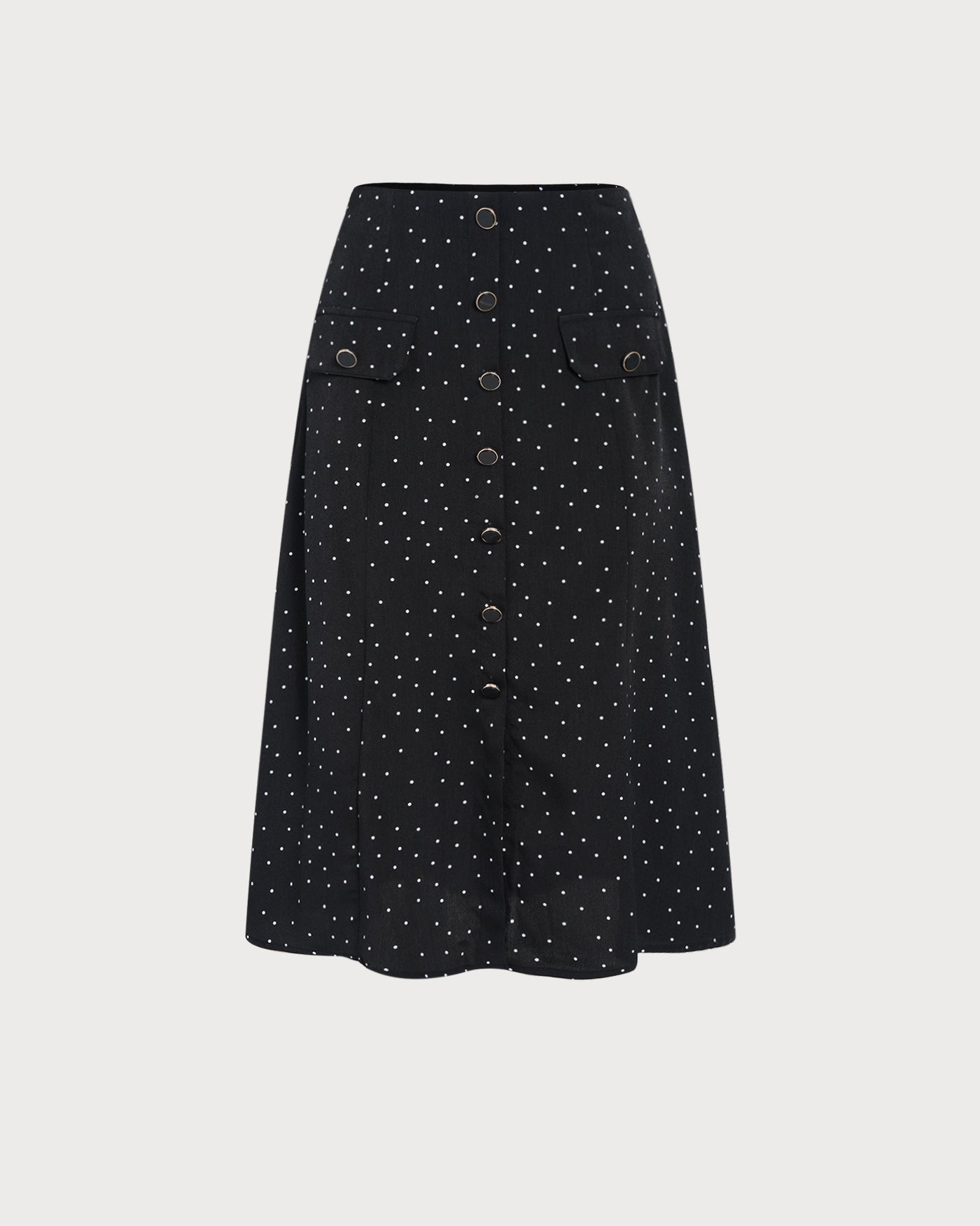 Falda midi negra de lunares