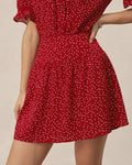 Minifalda drapeada roja de lunares