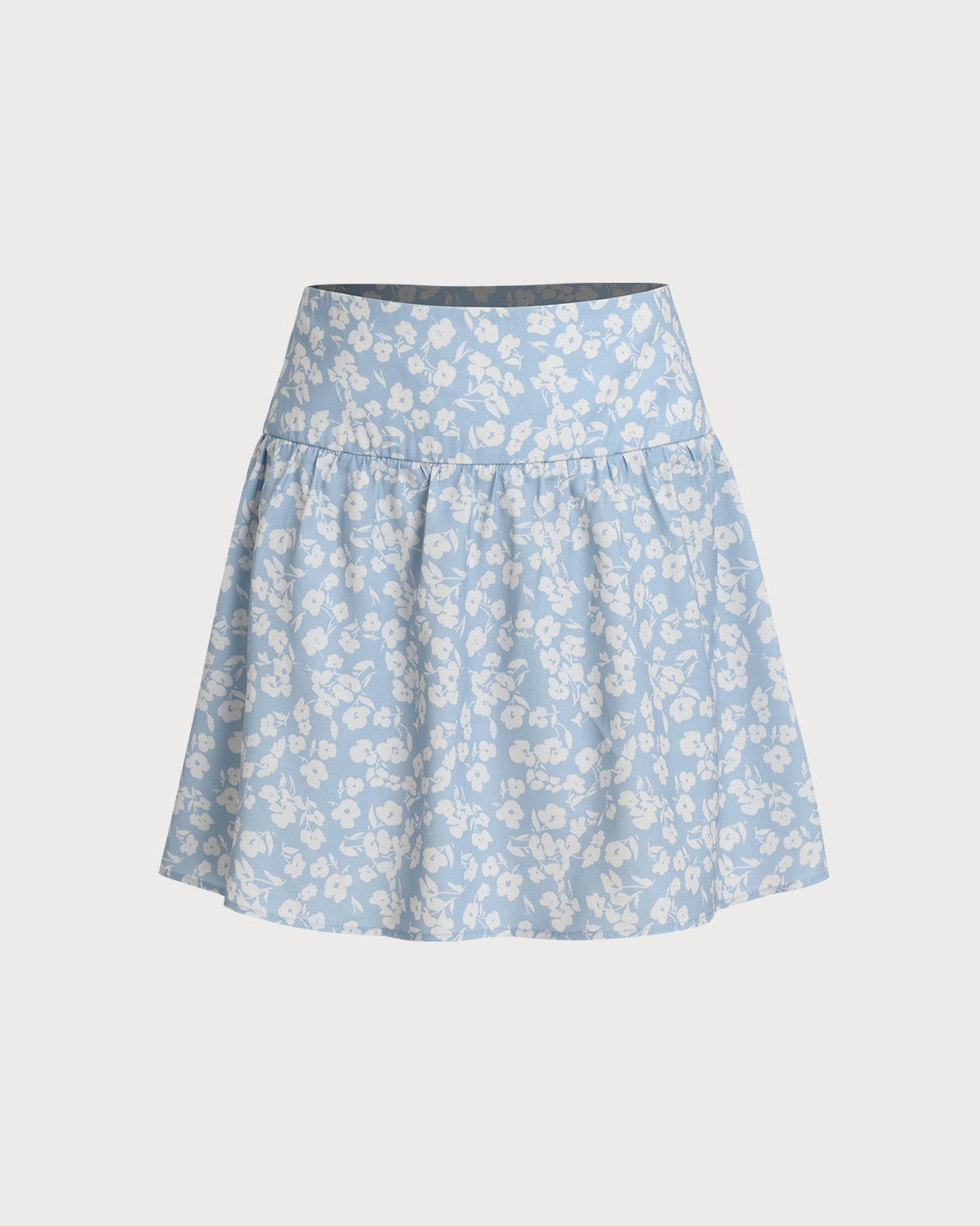 Minifalda acampanada floral azul