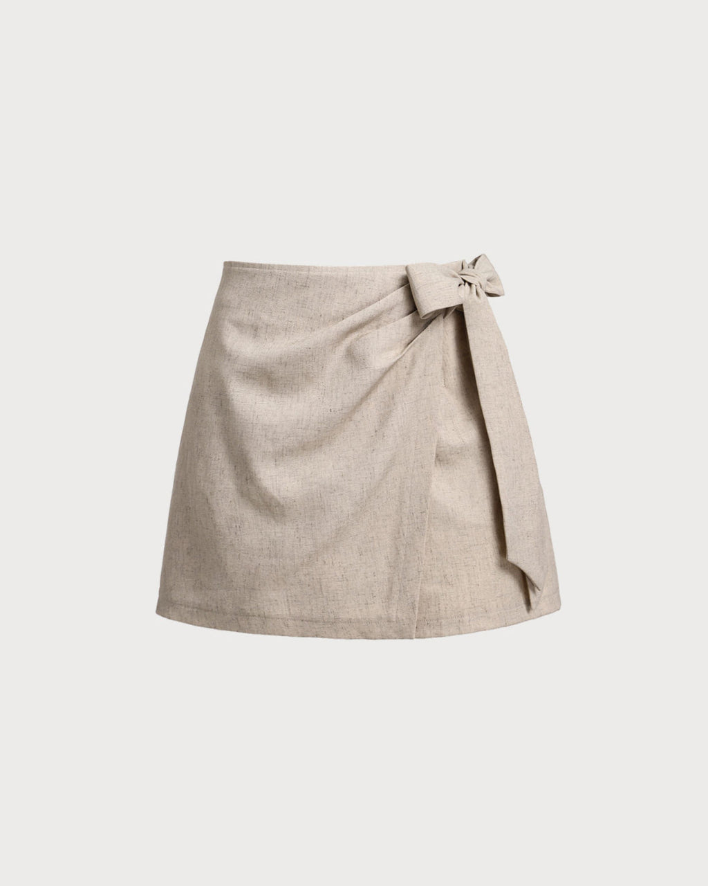 Minifalda pantalón fruncida evasé color caqui