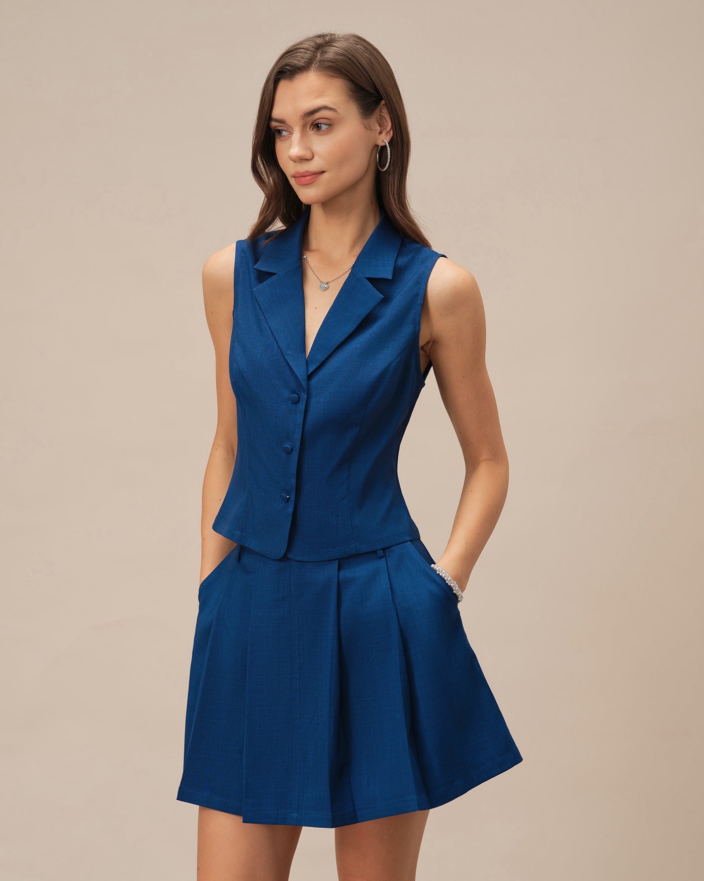 Chaleco de cuello simple azul